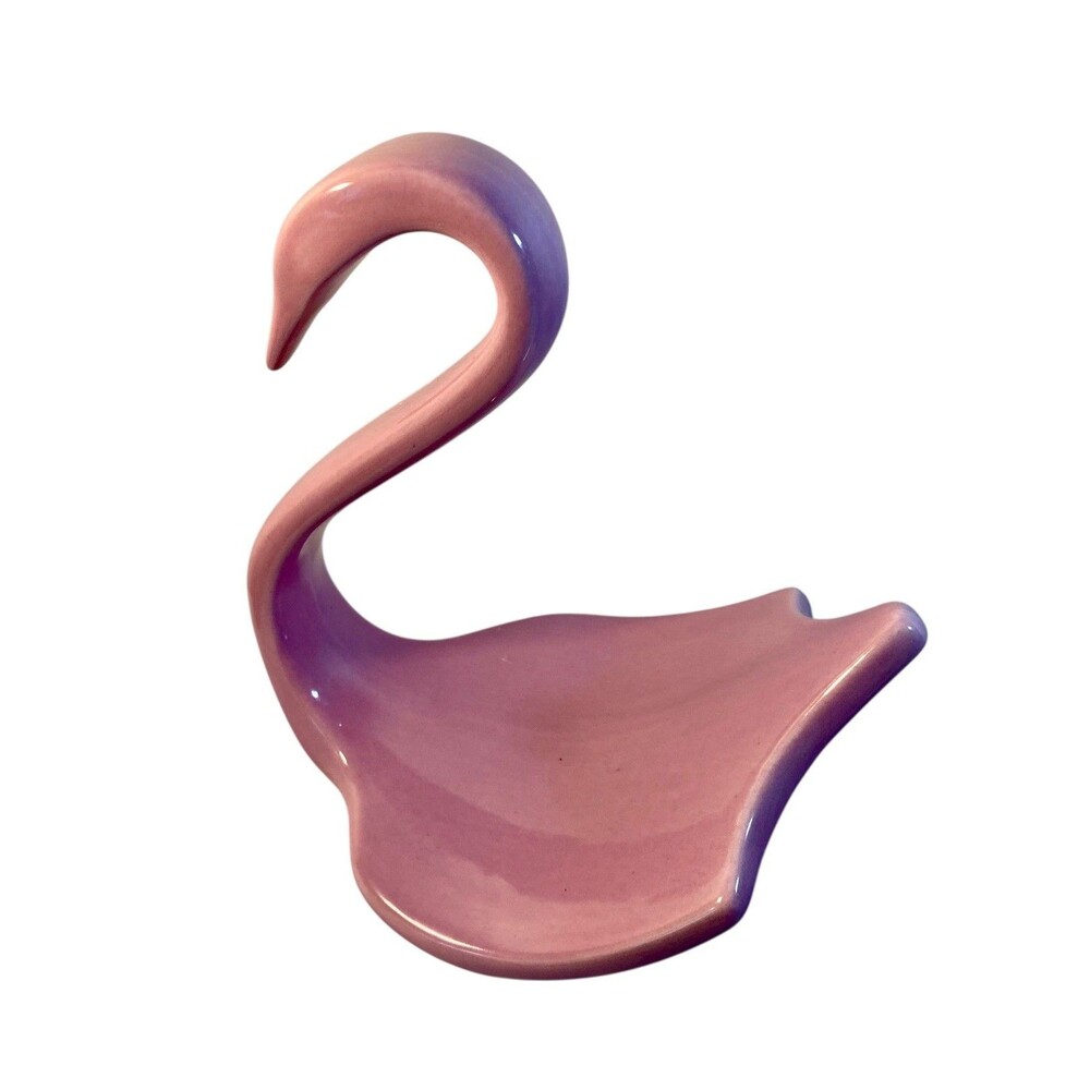 Pink Swan Towel Washcloth Holder Decor 10x8x6 Vintage Ceramic